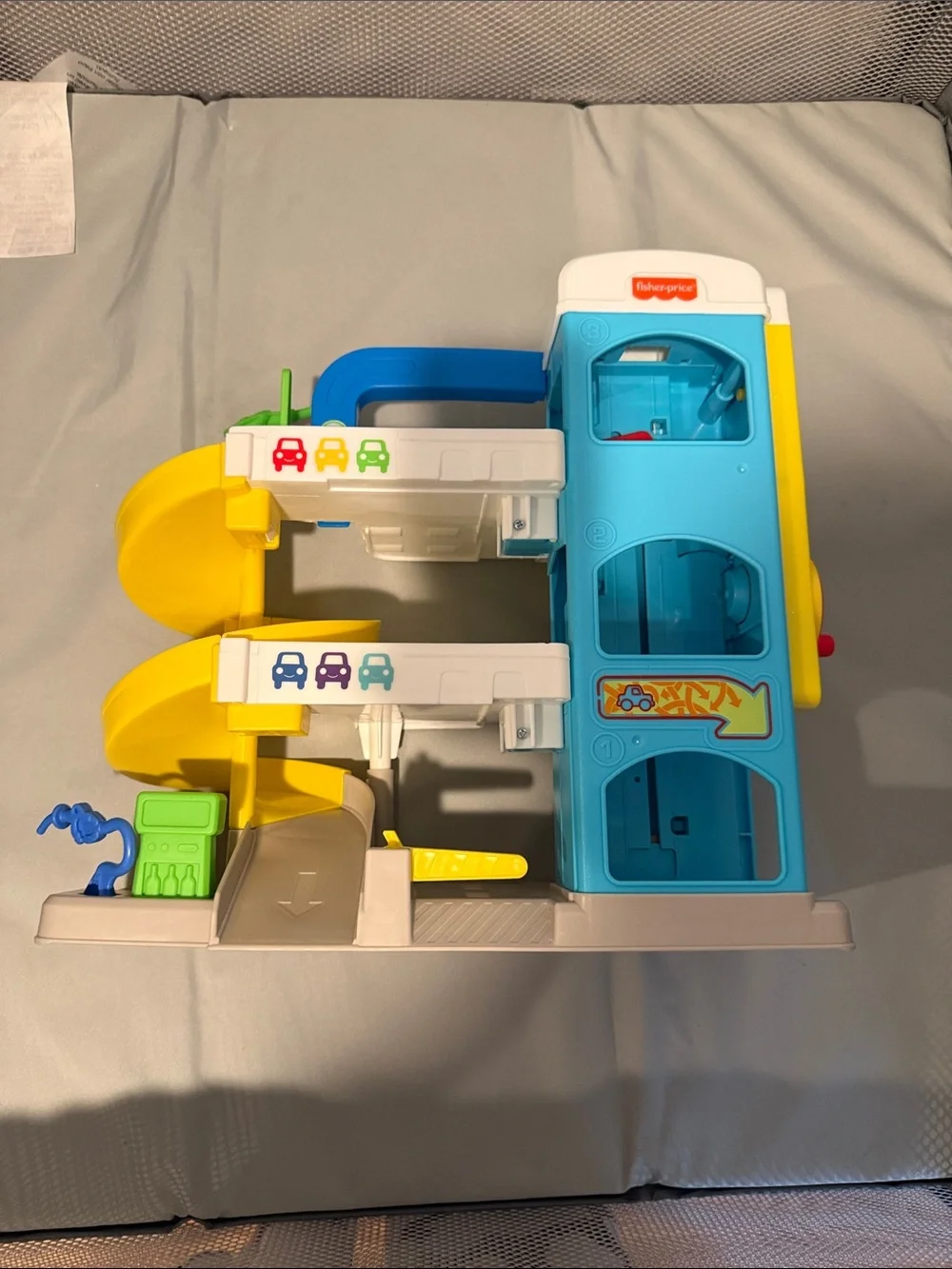 Fisher-Price Bright Blue, Yellow & White Toddler Garage Playset